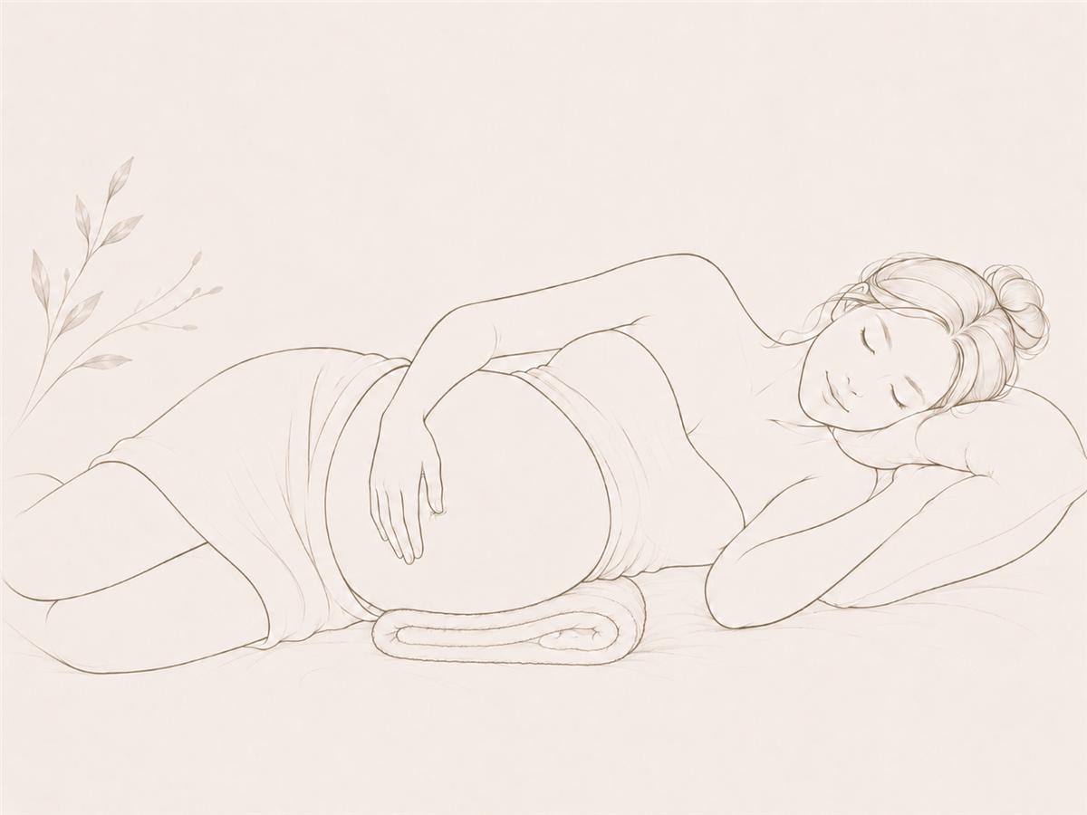 schwangerschaftsmassage-seitenlage-zeichnung Schwangerschaftsmassage in bequemer Seitenlage – Wellnessmassage für Schwangere in Hamburg-Winterhude